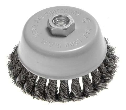Szczotka druciana doczołowa 100 mm, drut skręcony, stalowy, M14