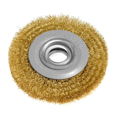 Szczotka druciana tarczowa 100 x 20 mm, drut karbowany, mosiądzowany