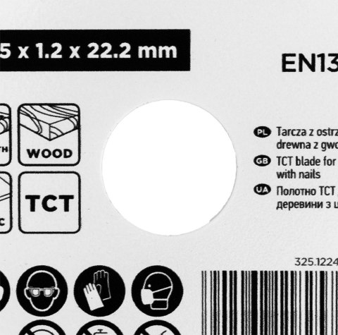 Tarcza z ostrzem TCT do cięcia drewna z gwoździami 115 x 1.2 x 22.22 mm