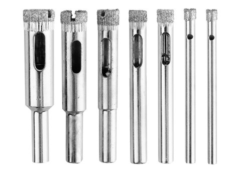 Wiertła diamentowe 4-12 mm z prowadnicą, zestaw 8 szt.