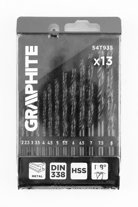 Wiertła do metalu HSS, 2 - 8 mm, zestaw 13 szt.