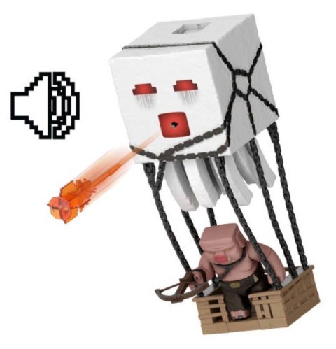 Zestaw z figurką minecraft atakujący ghast z pociskiem