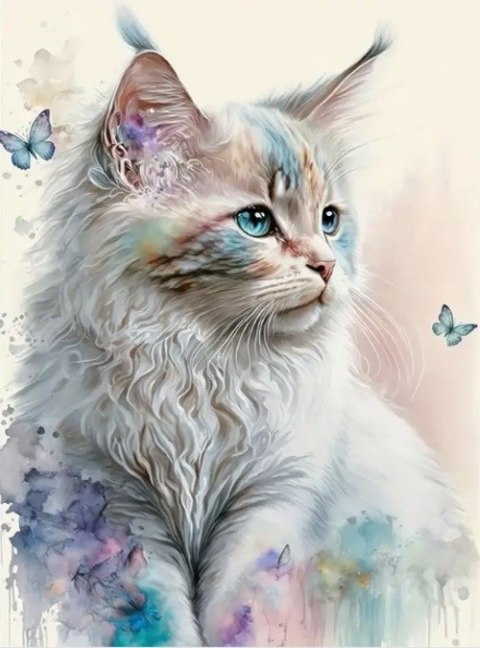 Diamentowa mozaika - kot biały Diamentowa mozaika - kot biały