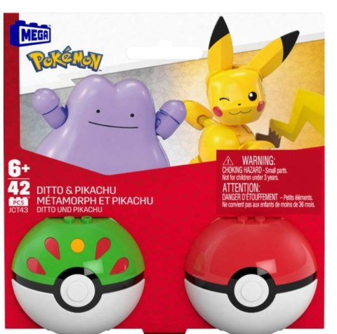 Klocki mega pokemon pokeball pikachu i ditto 42 elementy
