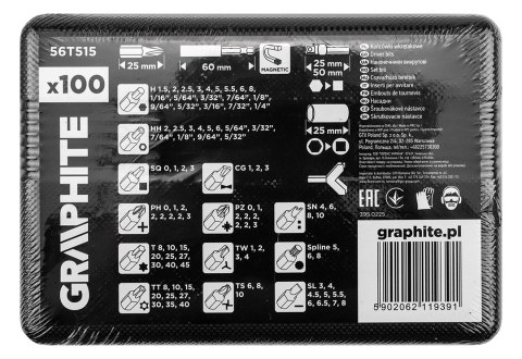 Zestaw bitów 25 mm, z uchwytem magnetycznym 60 mm, 100 szt.