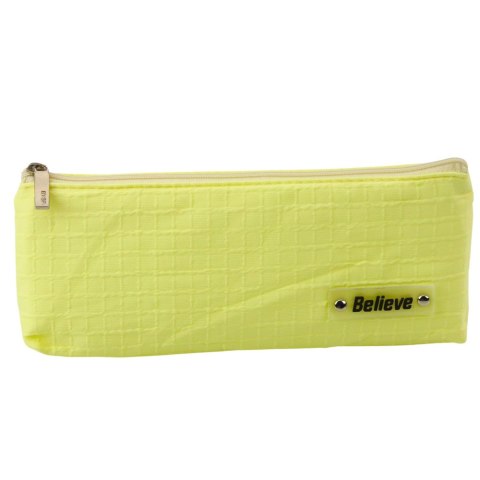 Piórnik Szkolny Biurowy Jednokomorowy Tłoczona Kratka Żółty 21x9,5cm