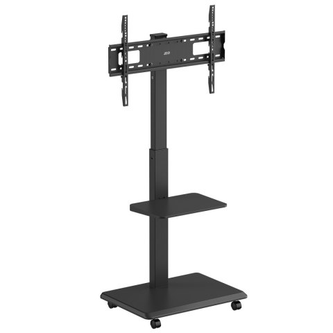 Stand / wózek dla TV Ergo-Office, max. obciążenie 50kg / 5kg półka, max. VESA 600x400, wbud. listwa zasil., czarny, ER-304 B