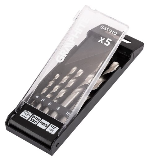 Wiertła do metalu HSS, 4 - 10 mm, zestaw 5 szt.