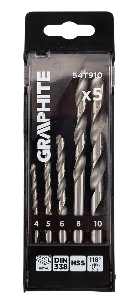 Wiertła do metalu HSS, 4 - 10 mm, zestaw 5 szt.