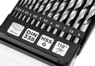 Wiertła do metalu HSS-G, 2 - 8 mm, zestaw 13 szt.