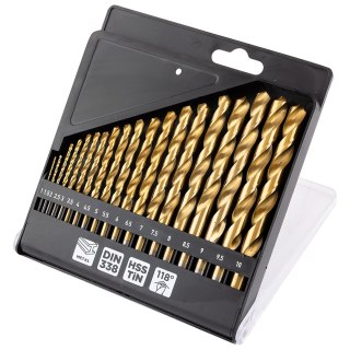Wiertła do metalu HSS TiN, 1 - 10 mm, zestaw 19 szt.