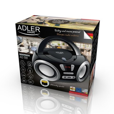 AD 1181 black silver Radio boombox cd-mp3 | usb | fm radio | aux | gniazdo słuchawkowe AD 1181 black silver Radio boombox cd-mp3 | usb | fm radio | aux | gniazdo słuchawkowe