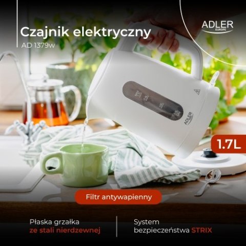 AD 1379w Czajnik elektryczny 1,7 l | strix | płaska grzałka | automatyczne wyłączanie | biały