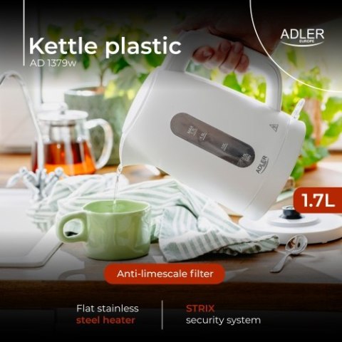AD 1379w Czajnik elektryczny 1,7 l | strix | płaska grzałka | automatyczne wyłączanie | biały