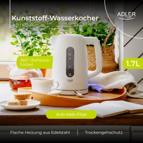 AD 1379w Czajnik elektryczny 1,7 l | strix | płaska grzałka | automatyczne wyłączanie | biały