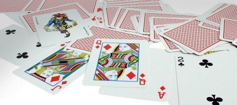 Karty poker 100% plastik pk2. talia czerwona, index w 2 rogach Karty poker 100% plastik pk2. talia czerwona, index w 2 rogach