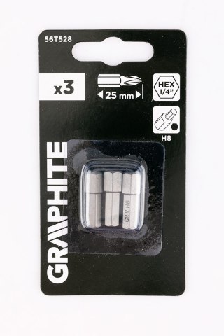 Bity Hex H8 x 25 mm, 3 szt.