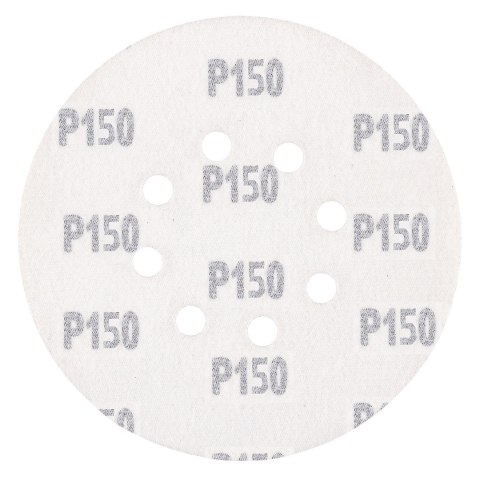 Krążki ścierne na rzep 150 mm, P150, 5 szt., z 8 otworami
