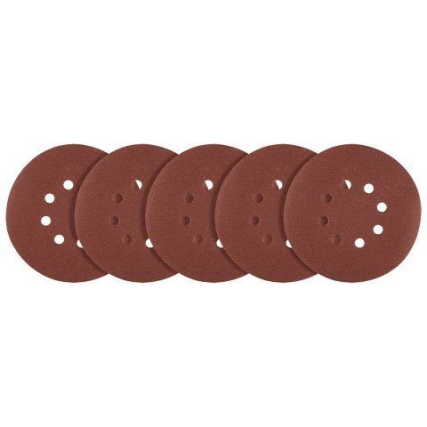 Krążki ścierne na rzep 150 mm, P180, 5 szt., z 8 otworami