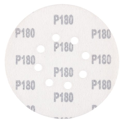 Krążki ścierne na rzep 150 mm, P180, 5 szt., z 8 otworami