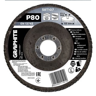 Ściernica listkowa cyrkonowa 115 x 22.2 mm, P80