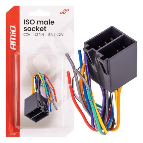 Zintegrowane złącze męskie iso cca 13pin 5a 12v amio-04445