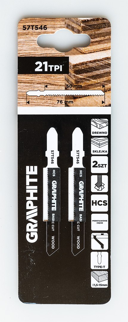 Brzeszczot do wyrzynarki, 21 TPI, HCS, uchwyt typu T, 2 szt.
