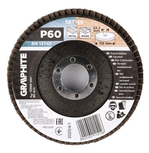 Ściernica listkowa 115 x 22.2 mm, P60