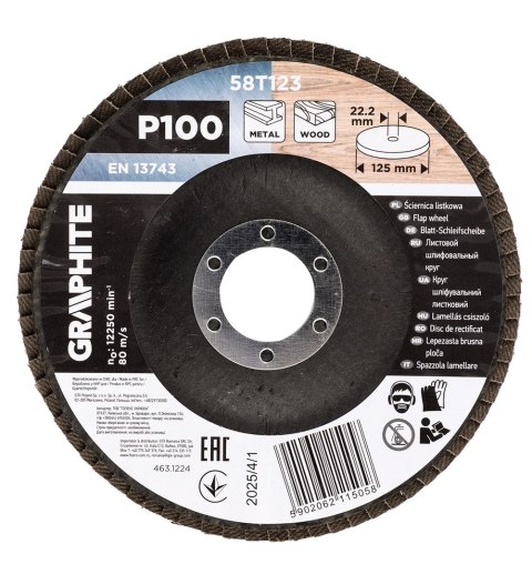 Ściernica listkowa 125 x 22.2 mm, P100