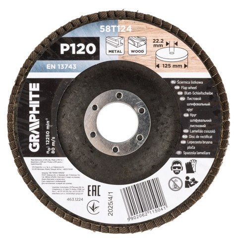 Ściernica listkowa 125 x 22.2 mm, P120