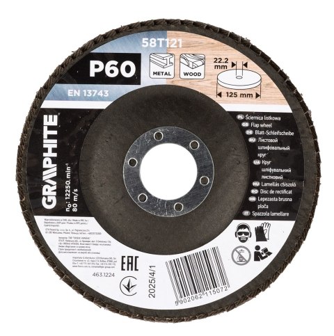 Ściernica listkowa 125 x 22.2 mm, P60