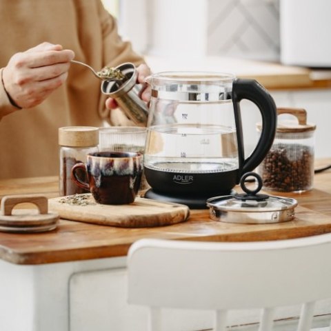 AD 1299 black Czajnik szklany 1,5 l z zaparzaczem i regulacją temperatury | 1,5 l | led | 60?100°c |