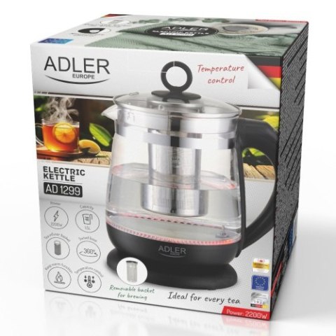 AD 1299 black Czajnik szklany 1,5 l z zaparzaczem i regulacją temperatury | 1,5 l | led | 60?100°c |