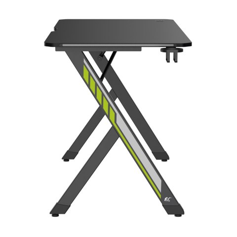 Biurko gamingowe NanoRS, czarne z uchwytem na słuchawki i kubek, podświetlenie RGB, max. 75kg, wymiary 1200x600x750mm, RS102