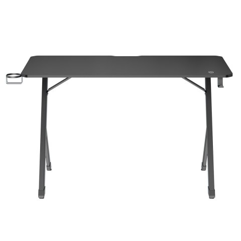Biurko gamingowe NanoRS, czarne z uchwytem na słuchawki i kubek, podświetlenie RGB, max. 75kg, wymiary 1200x600x750mm, RS102