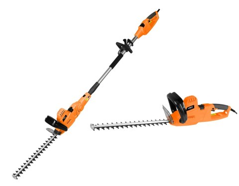 Urządzenie ogrodowe 2w1 z wysięgnikiem: pilarka łańcuchowa 750W 250mm+nożyce do żywopłotu 550W 460mm