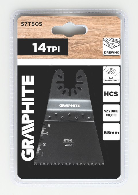 Brzeszczot do urządzenia wielofunkcyjnego, do cięcia wgłębnego, 14TPI, HCS, 65 mm