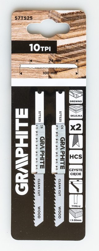 Brzeszczot do wyrzynarki, 10 TPI, HCS, uchwyt typu U, 2 szt., czyste cięcie