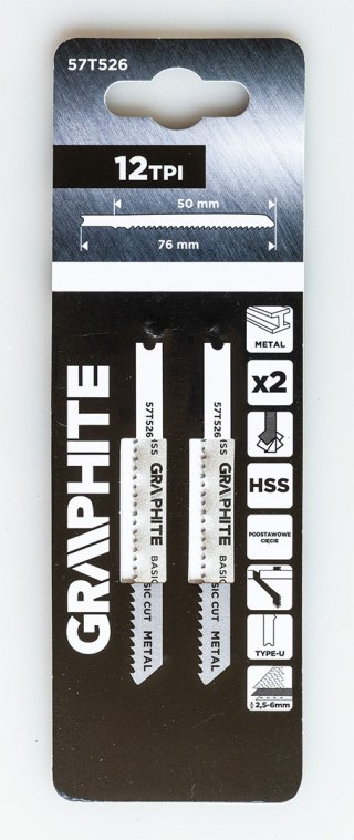 Brzeszczot do wyrzynarki, 12 TPI, HSS, uchwyt typu U, 2 szt.