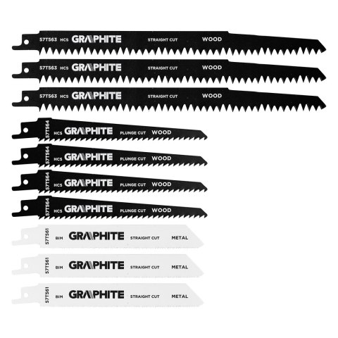 Zestaw brzeszczotów do piły szablastej, TPI 5, TPI 6, TPI 18, HCS/BIM, zestaw 10 szt.