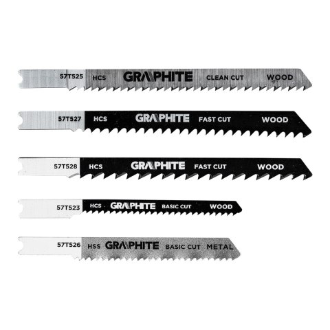 Zestaw brzeszczotów do wyrzynarki, 6 TPI, 8 TPI, 10 TPI, 12 TPI, HCS, uchwyt typu U, 5 szt.