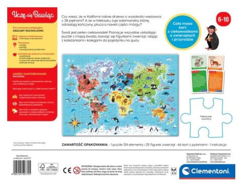 Gra edukacyjna Puzzle Quizy Zwierzęta Odkrywamy Świat Uczę się Bawiąc Język Polski Clementoni 50779 Gra edukacyjna Puzzle Quizy Zwierzęta Odkrywamy Świat Uczę się Bawiąc Język Polski Clementoni 50779