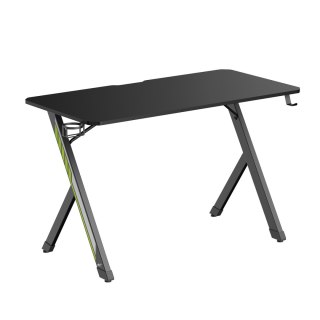 Biurko gamingowe NanoRS, czarne z uchwytem na słuchawki i kubek, max. 75kg, wymiary 1200x600x750mm, RS101