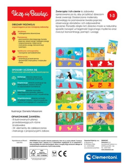 Puzzle Zwierzęta i Ich Cienie Uczę się Bawiąc Język Polski Clementoni 50762 Puzzle Zwierzęta i Ich Cienie Uczę się Bawiąc Język Polski Clementoni 50762