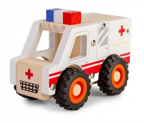 Drewniane auto z oponami ambulans Drewniane auto z oponami ambulans