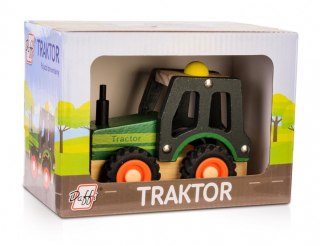 Drewniane auto z oponami traktor