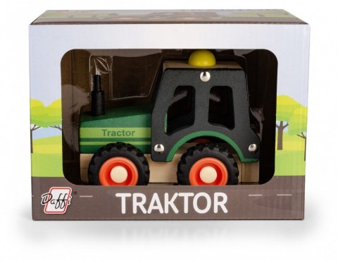 Drewniane auto z oponami traktor