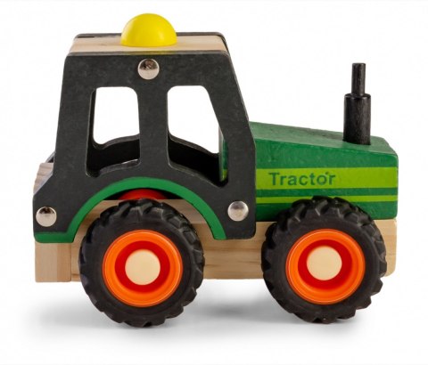 Drewniane auto z oponami traktor