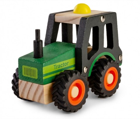 Drewniane auto z oponami traktor