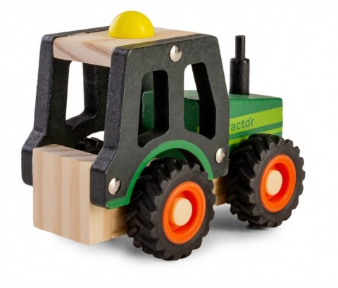 Drewniane auto z oponami traktor